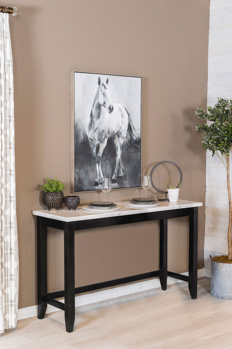 Toby Rectangular Marble Top Counter Height Table Espresso and White
