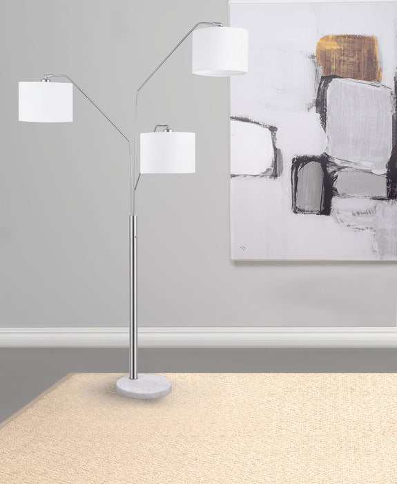Jirou Trio Drum Shade Floor Lamp Stain Nickel