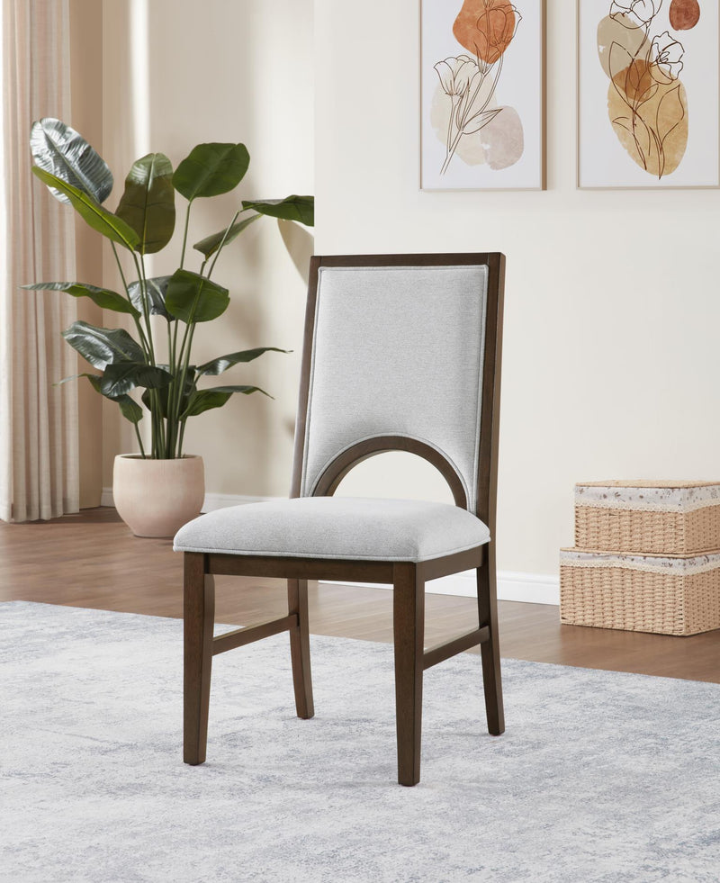 D122 - Dining Upholstered Side Chair - Cherry / Light Gray