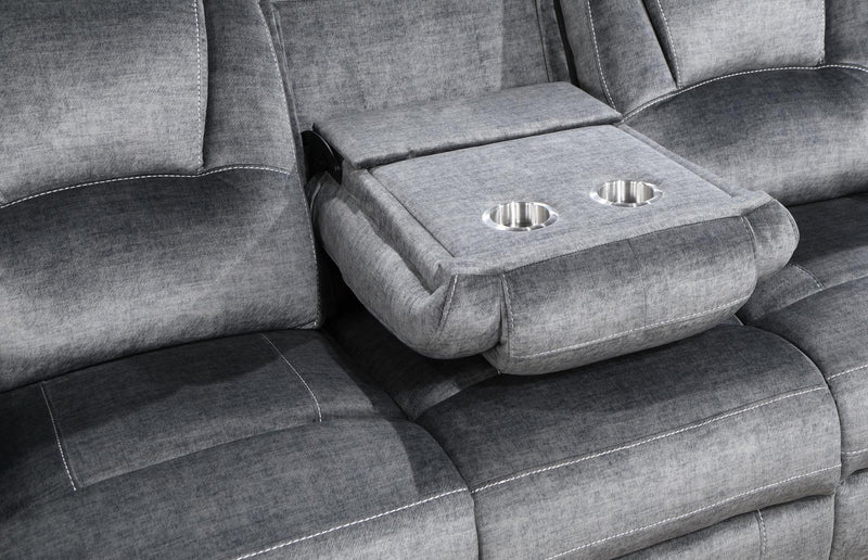 U121 - Motion Loveseat With Bluetooth Speaker, Wireless Charger - Gray