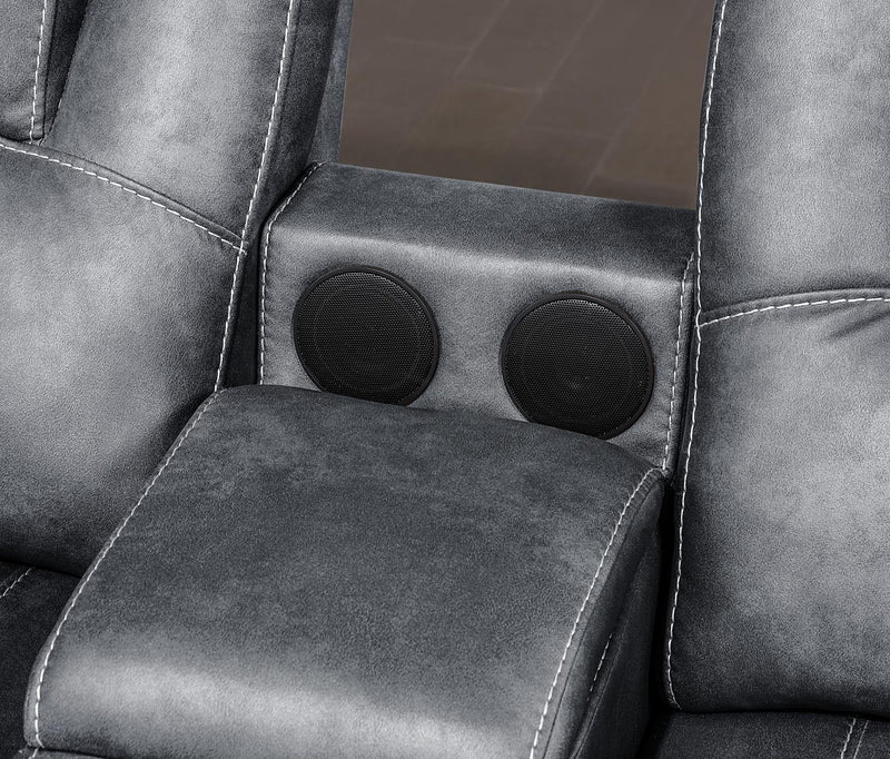 U121 - Motion Loveseat With Bluetooth Speaker, Wireless Charger - Gray