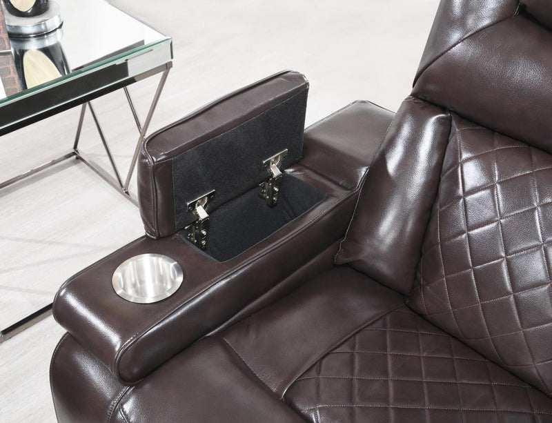 U104 - Power Reclining Loveseat - Dark Brown