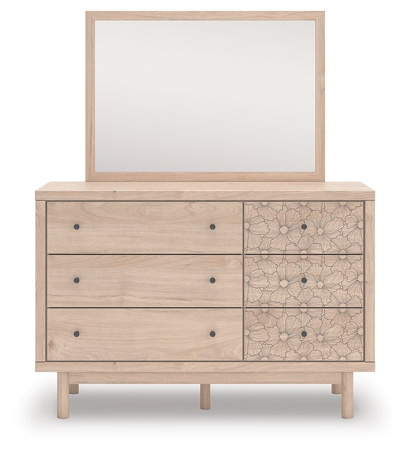 Arloster - 4 Pc. - Full Panel Storage Bed, Dresser, Mirror And Nightstand - Tan