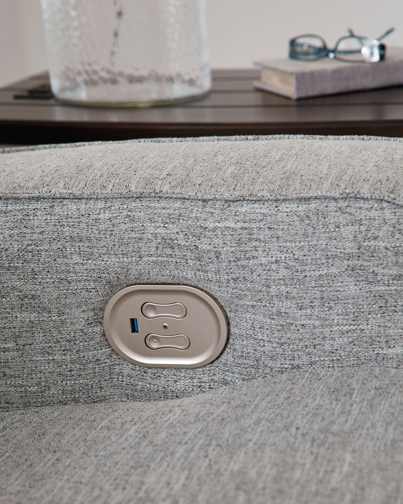 Biscoe - Power Reclining Sofa With Adj Headrest - Pewter