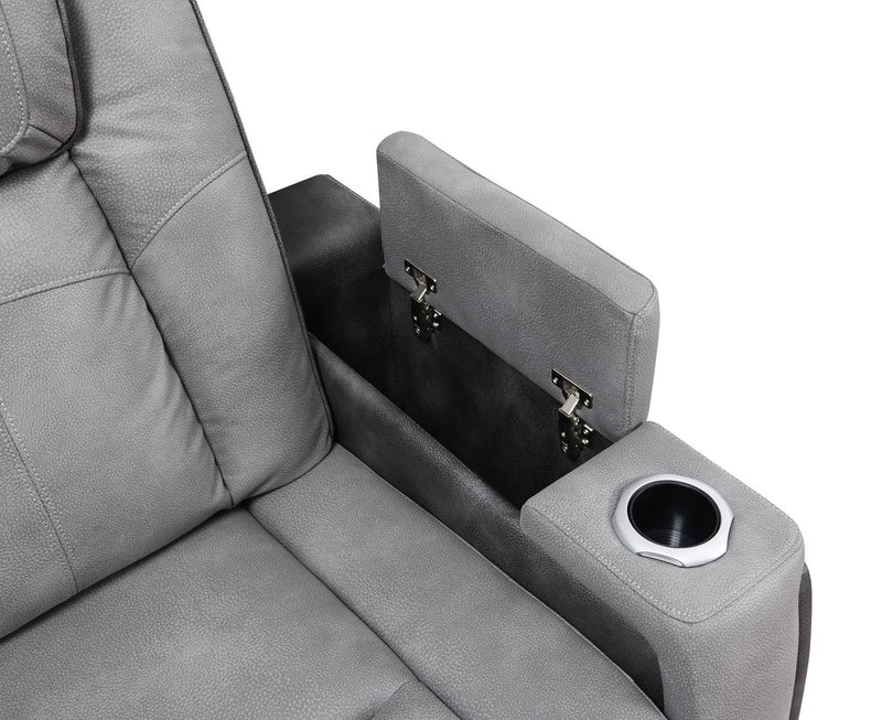 U77 - Power Reclining With Power Headrest, Storage Arms / USB And Wireless Charger Chair - Slate