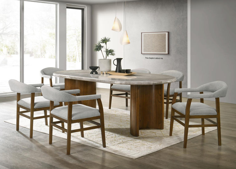 D071 - Rectangular Dining Table - Dark Walnut / Pandora Marble