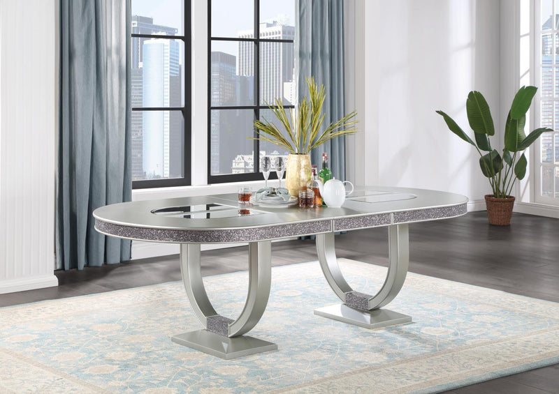D107 - Round Back Side Chair (Set of 2) - Shimmer Silver