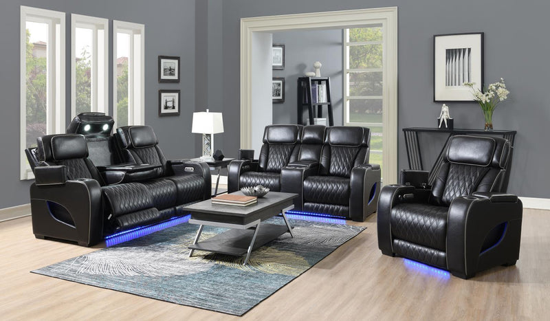 U70 - Power Reclining Sofa With Power Headrest, Reading Light, Massage, Heat, Ambient Lighting - Black