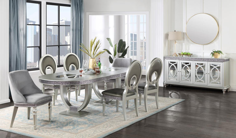 D107 - Round Back Side Chair (Set of 2) - Shimmer Silver