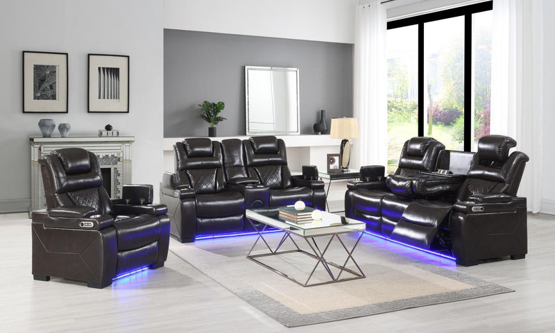 U104 - Power Reclining Sofa - Dark Brown