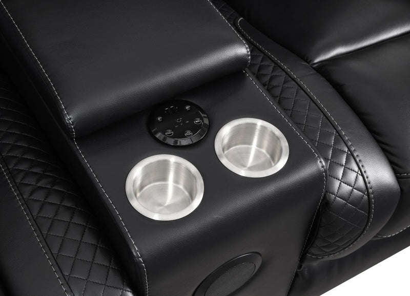 U92 - LED Power Reclining With Power Headrest, And Drop Down Table Sofa - Black