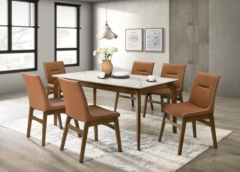 D124 - Rectangular Dining Table - Dark Walnut / Porcelain White