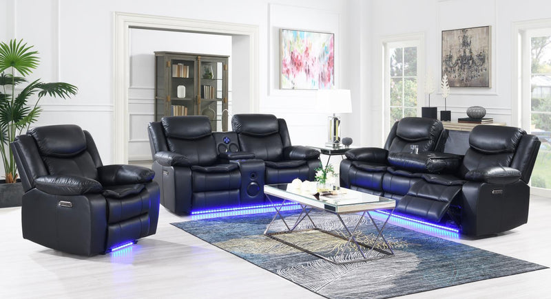 U100 - Power Reclining Loveseat With LED Light & Speaker - Black