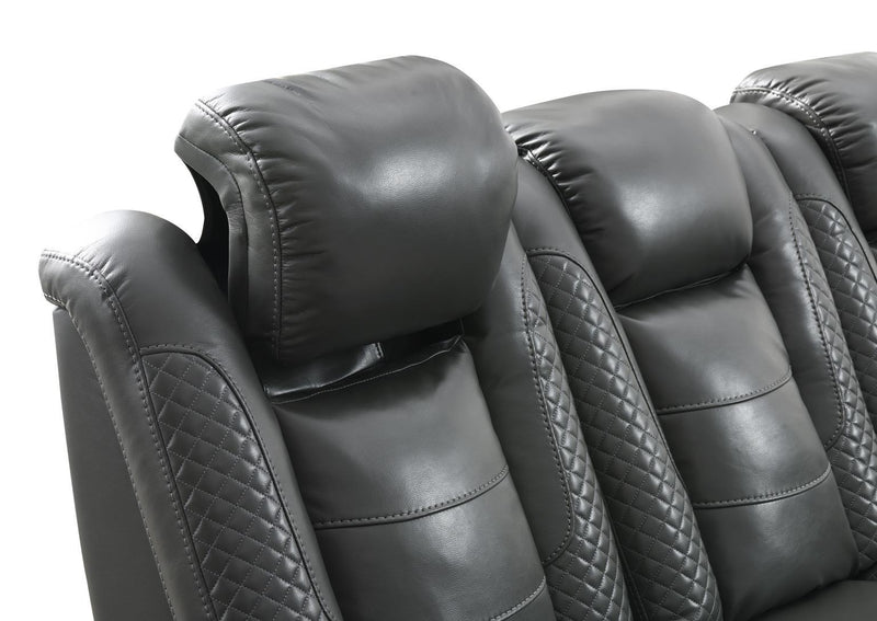 U93 - LED Power Reclining With Power Headrest, Bluetooth Speaker, And Drop Down Table Loveseat - Dark Gray