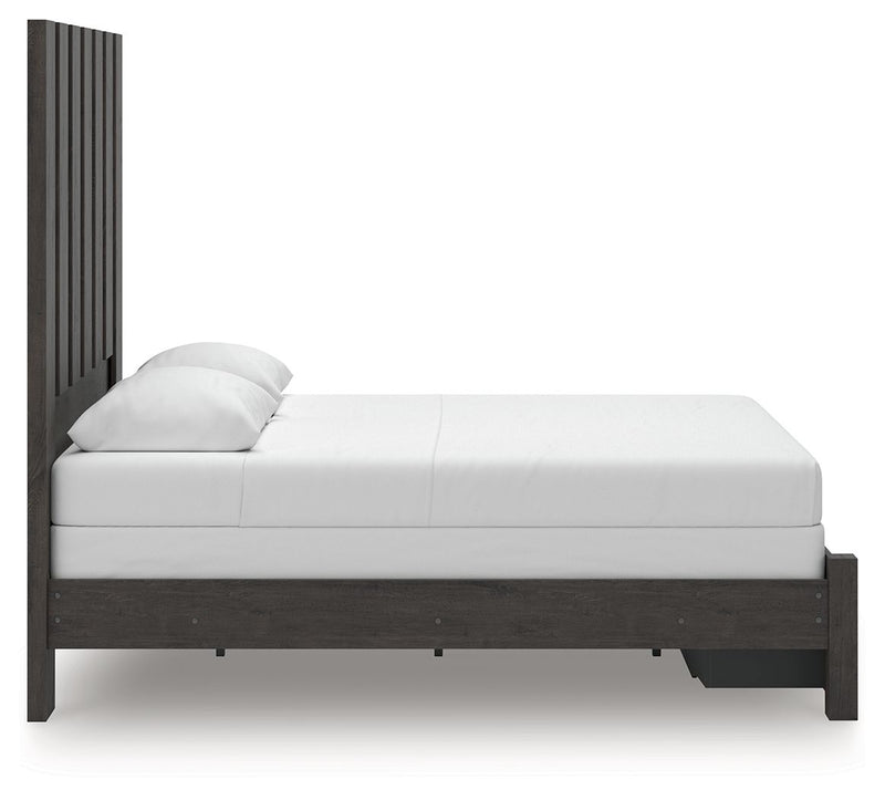 Fraluna - 3 Pc. - Queen Panel Storage Bed, Dresser And Mirror - Charcoal
