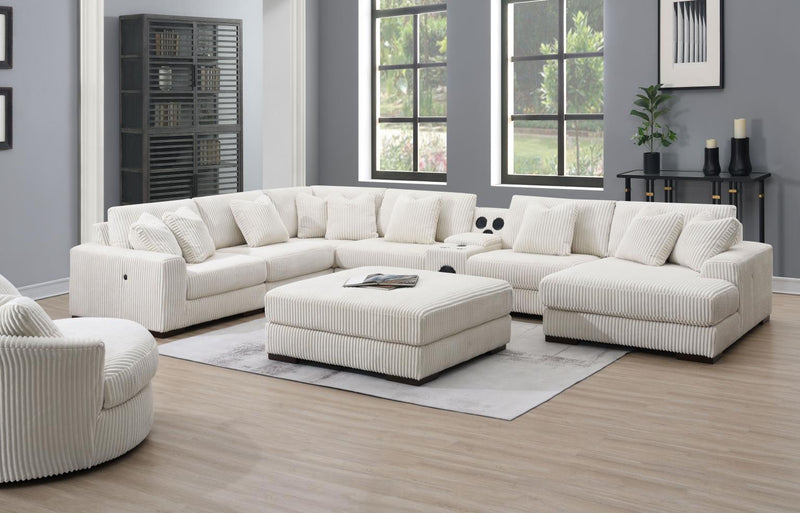 U244 - 6 Piece Living Room Set (2 Armless Chairs, 1 Console, 1 Right Chaise, 1 LAF, 1 Wedge) - White