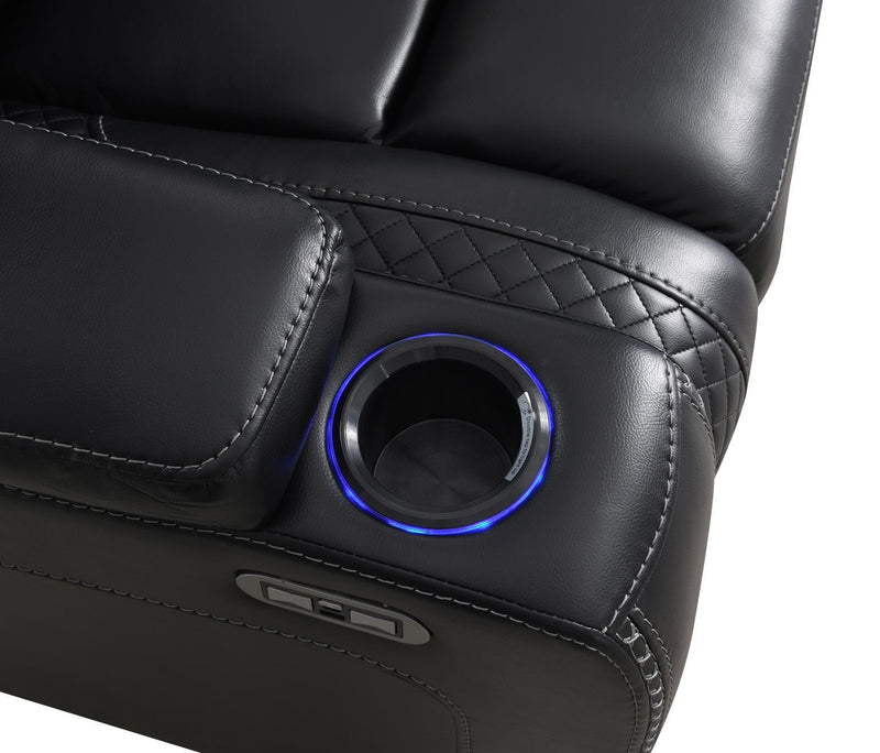 U92 - LED Power Reclining With Power Headrest Chair - Black