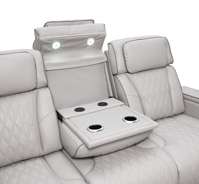 U71 - Power Reclining Loveseat With Power Headrest, Massage, Heat, Ambient Light, Storage Arms / USB And Wireless Charger - Gray