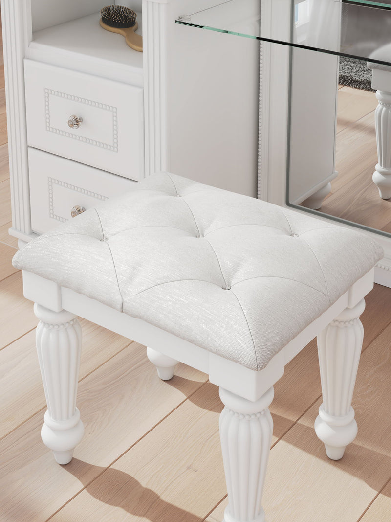 Kozlani - 3 Pc. - Vanity, Mirror And Stool - White