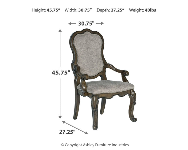 Maylee - Dining Upholstered Arm Chair (Set of 2) - Dark Brown