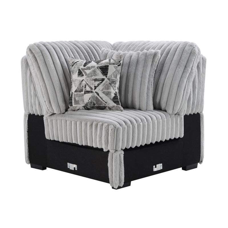 U260 - Corduroy Power Reclining 4 Piece Sectional With 2 Wireless Charger - Gray