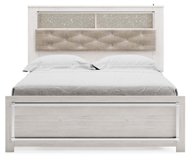 Altyra - Queen Panel Bookcase Bed With Roll Slats - White