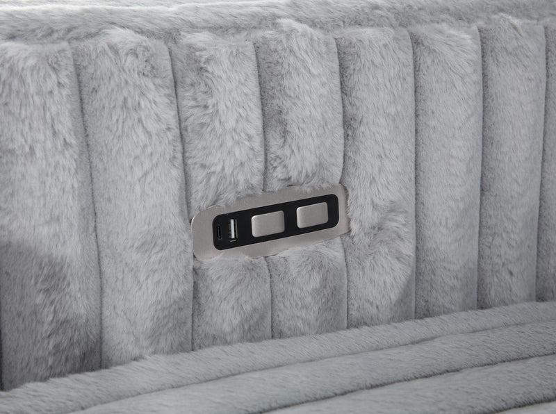 U260 - Corduroy Power Reclining 4 Piece Sectional With 2 Wireless Charger - Gray