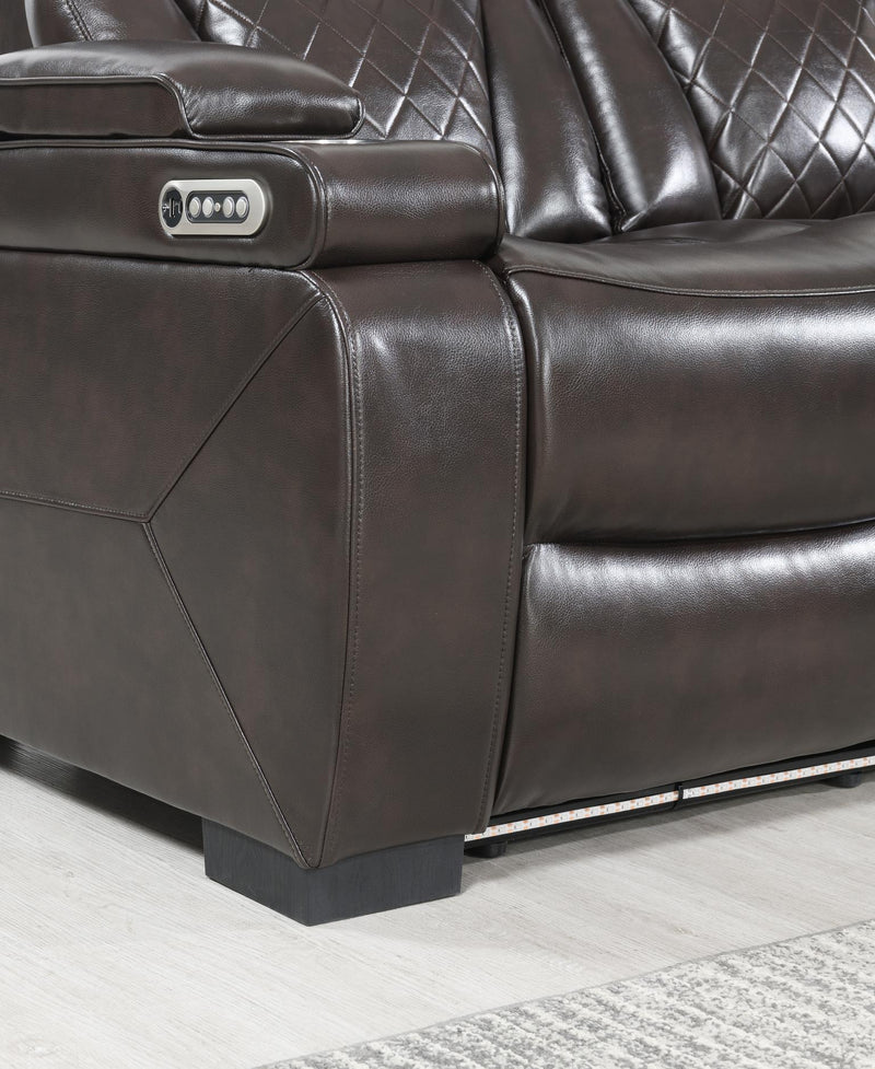 U104 - Power Reclining Sofa - Dark Brown