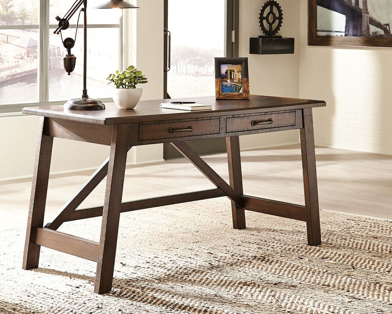 Baldridge - Home Office Large Leg Desk - Rustic Brown