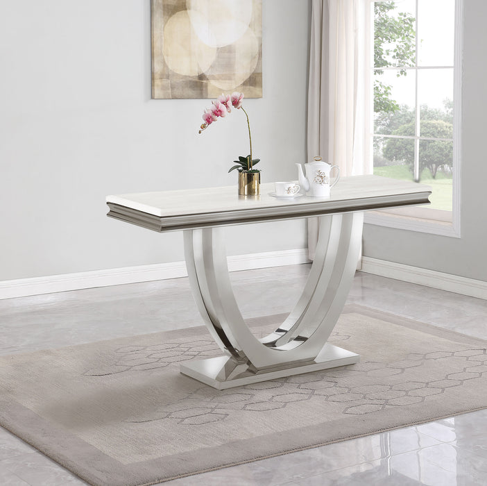 Kerwin U-base Rectangle Sofa Table White and Chrome