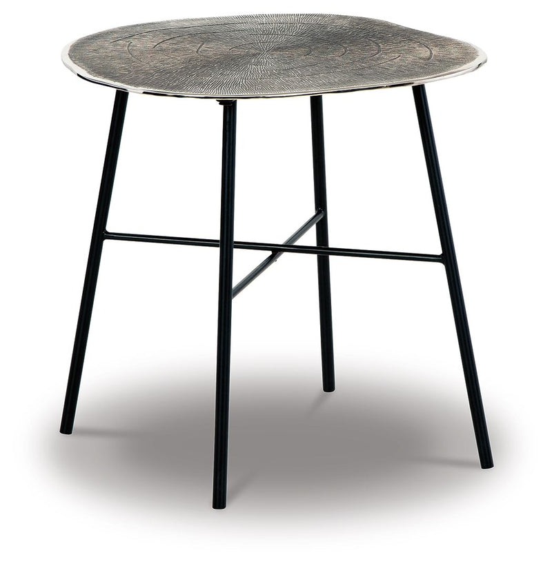 Laverford - Round End Table - Chrome / Black