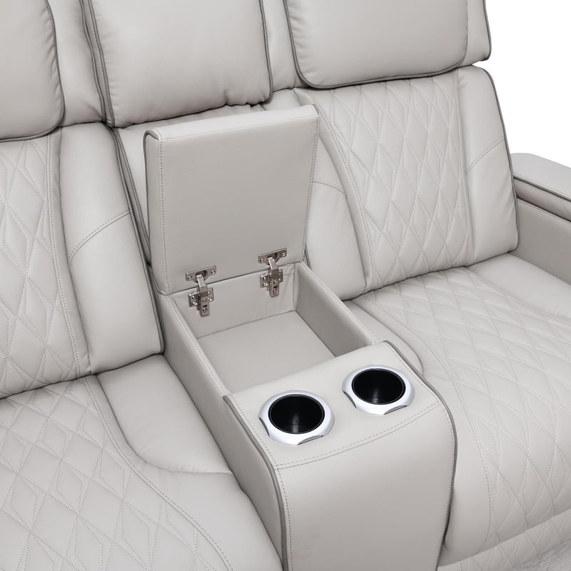 U71 - Power Reclining Sofa With Power Headrest, Reading Light, Massage, Heat, Ambient Lighting - Gray