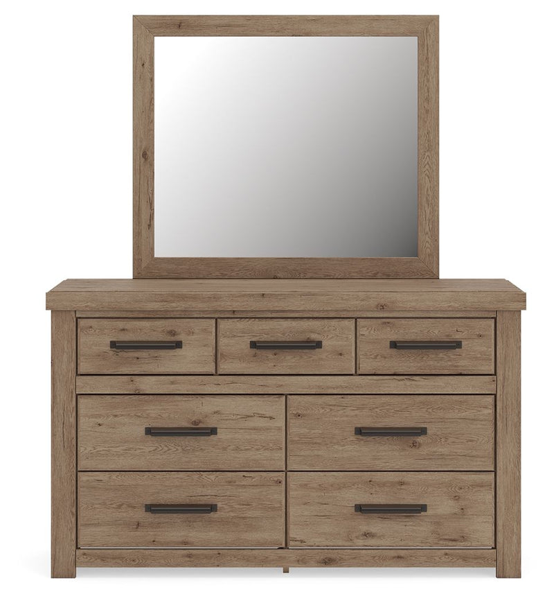 Oliandon - 3 Pc. - Queen Panel Bed, Dresser And Mirror - Light Brown