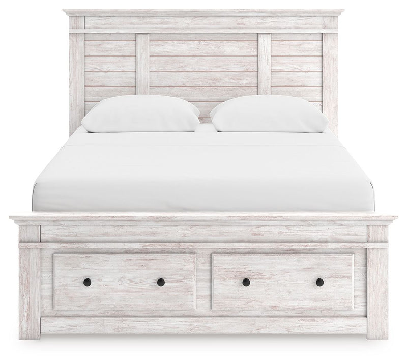 Makidern - Panel Storage Bed With Under Bed Storage Unit And Storage Footboard