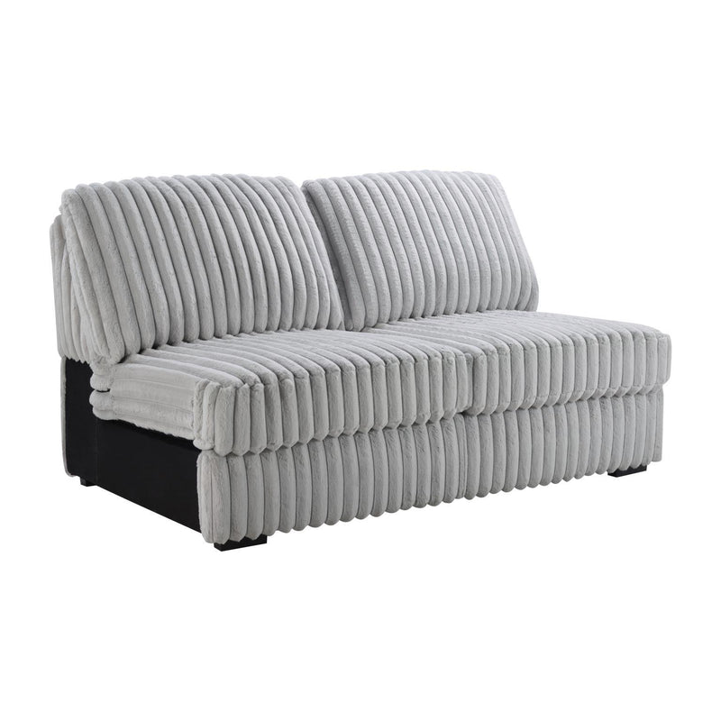 U260 - Corduroy Power Reclining 4 Piece Sectional With 2 Wireless Charger - Gray
