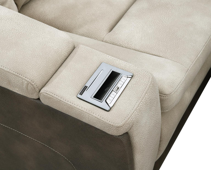 U78 - Power Reclining Loveseat With Power Headrest, Storage Arms / USB And Wireless Charger Chair - Sand / Brown