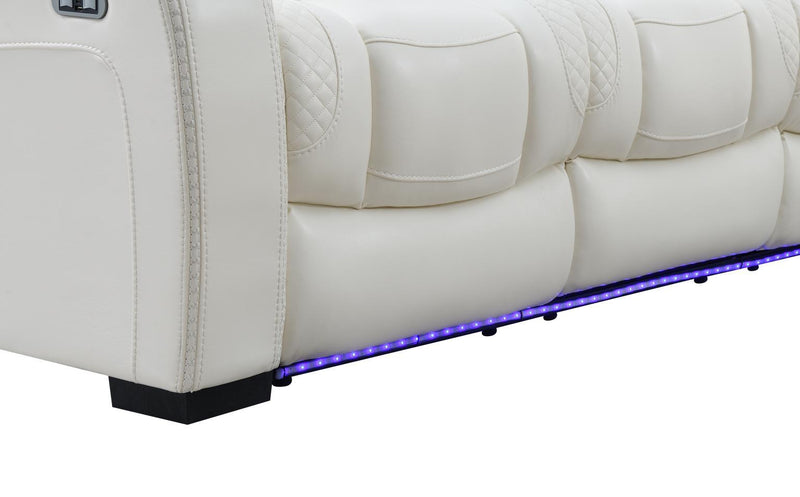 U94 - LED Power Reclining With Power Headrest, Bluetooth Speaker, And Drop Down Table Loveseat - White
