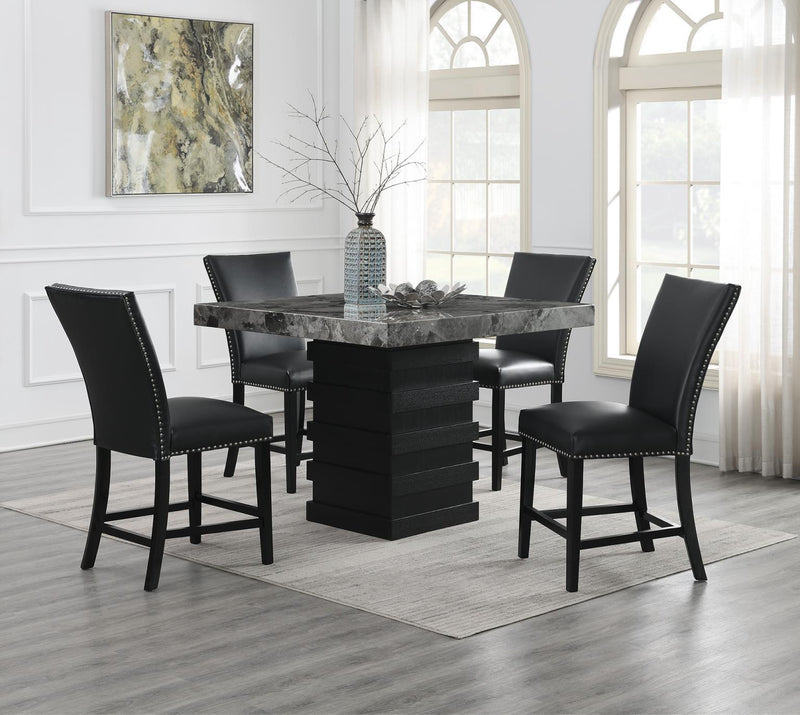 D136 - Faux Marble Counter Table - Gray