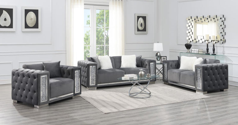 U250 - Velvet Sofa - Gray
