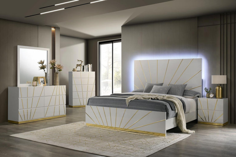 B205 - Nightstand - White / Gold