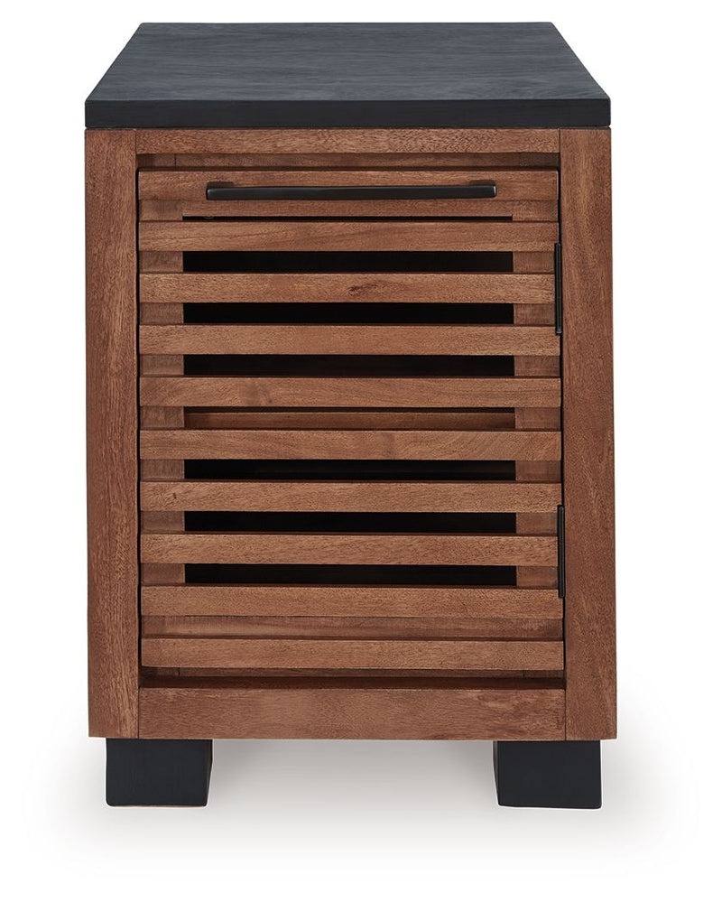 Kallari - Chair Side End Table - Warm Brown / Black