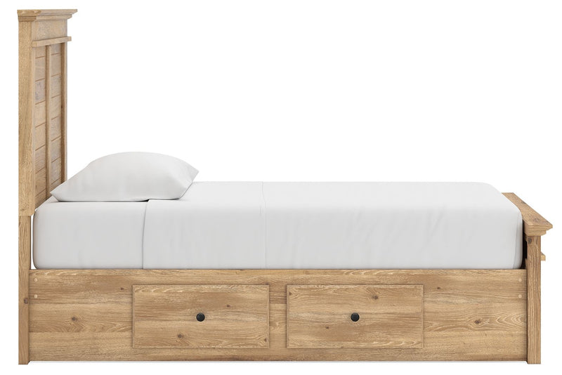 Makidern - Panel Storage Bed With 2 Under Bed Storage Units