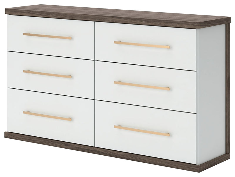 Kendanport - 3 Pc. - Dresser And 2 Nightstands - Brown / White