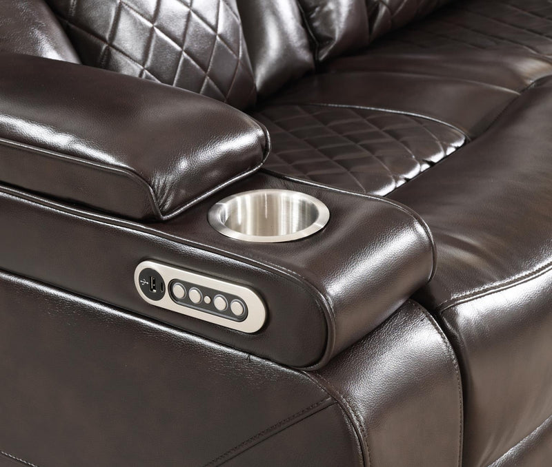U104 - Power Reclining Loveseat - Dark Brown