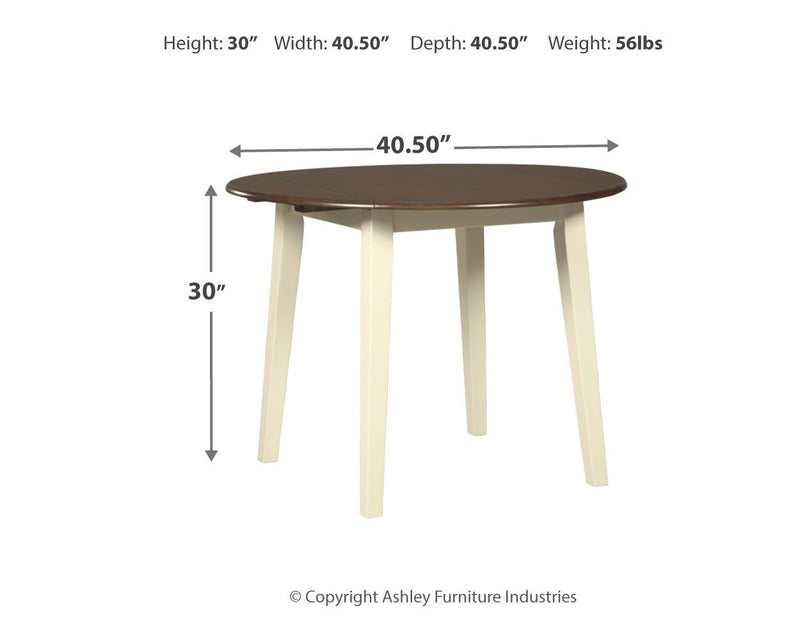 Woodanville - Round DRM Drop Leaf Table - Cream / Brown