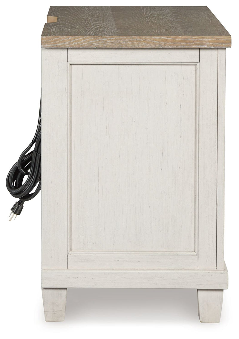 Shaybrock - Two Drawer Night Stand - Antique White / Brown