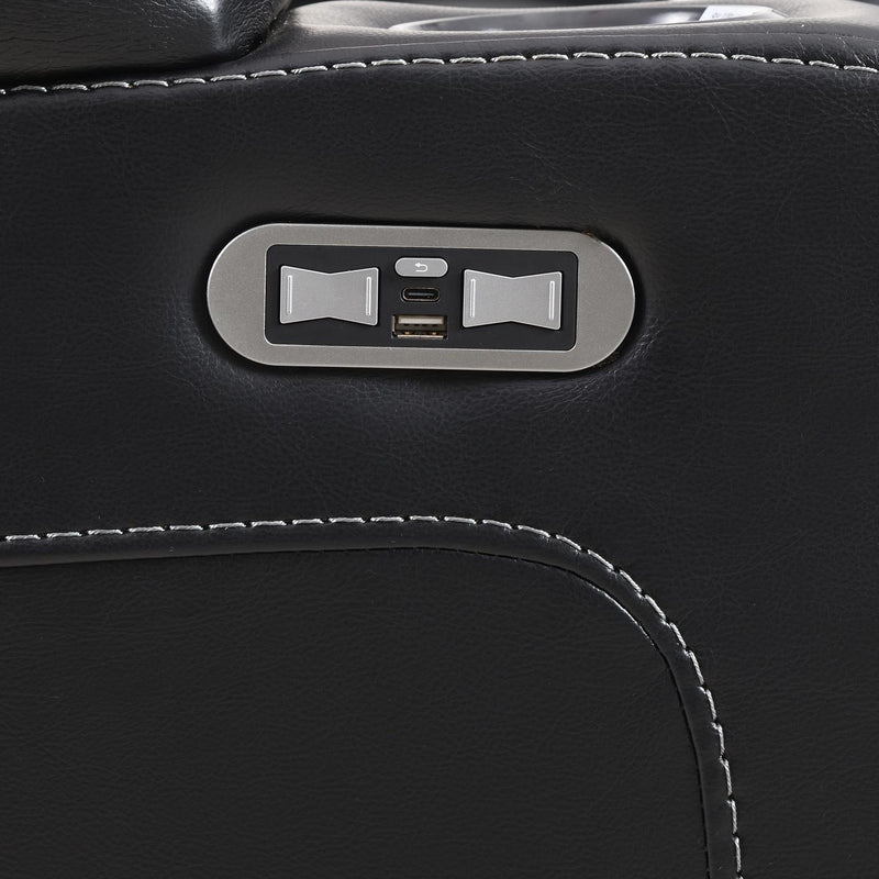 U92 - LED Power Reclining With Power Headrest, Bluetooth Speaker, And Drop Down Table Loveseat - Black
