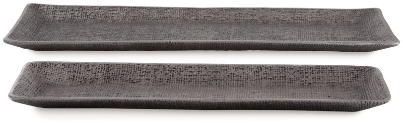 Garekton - Tray Set (Set of 2) - Pewter Finish