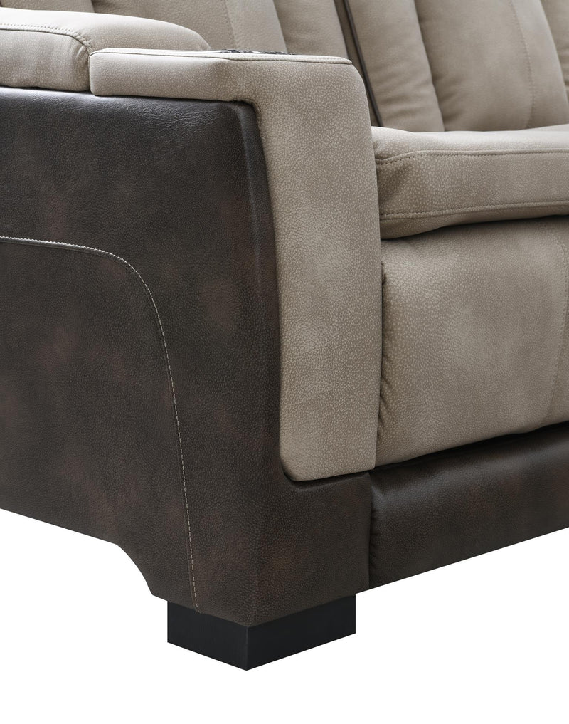 U78 - Power Reclining Sofa With Power Headrest, Reading Light, Magzine Pocket, Storage Arms / USB And Wireles Charger - Sand / Brown