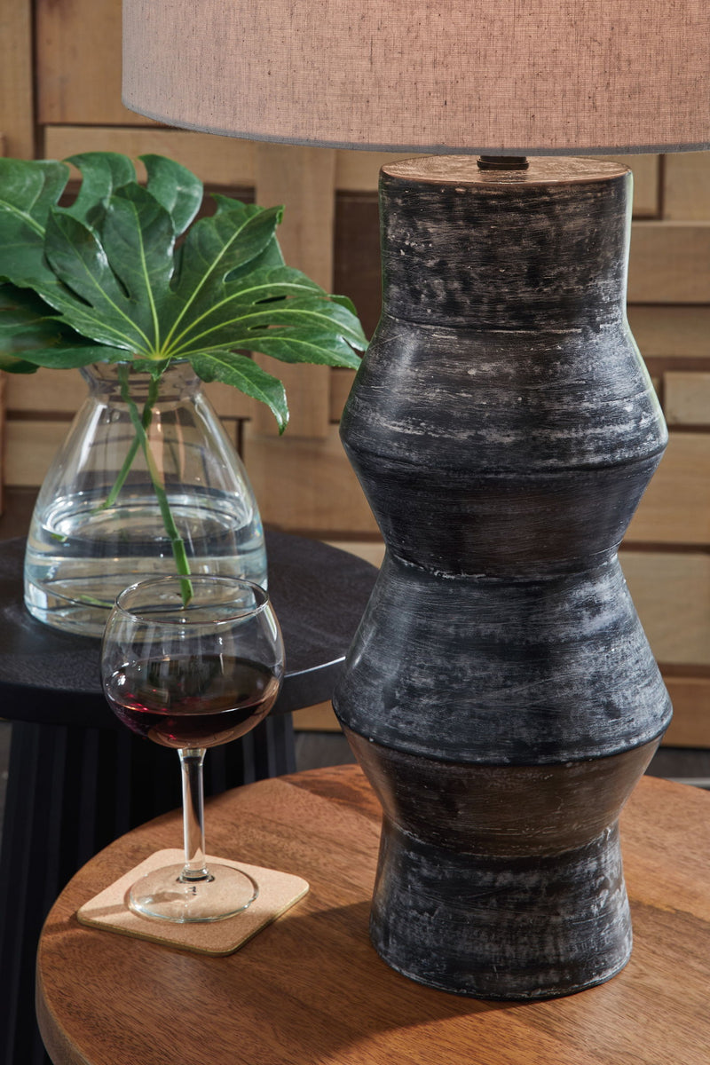Kerbert - Terracotta Table Lamp - Distressed Black
